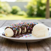 banaan met chocoladesaus