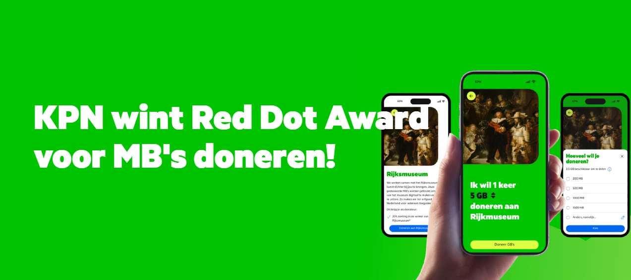 KPN wint Red Dot Award voor MB Doneren!