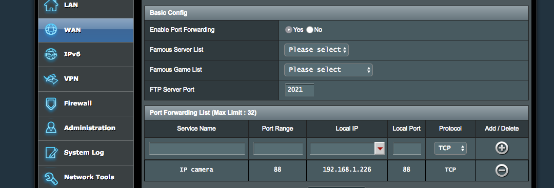 Port forward network utilities