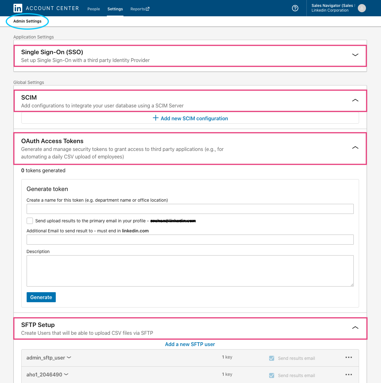 Account Center - Settings