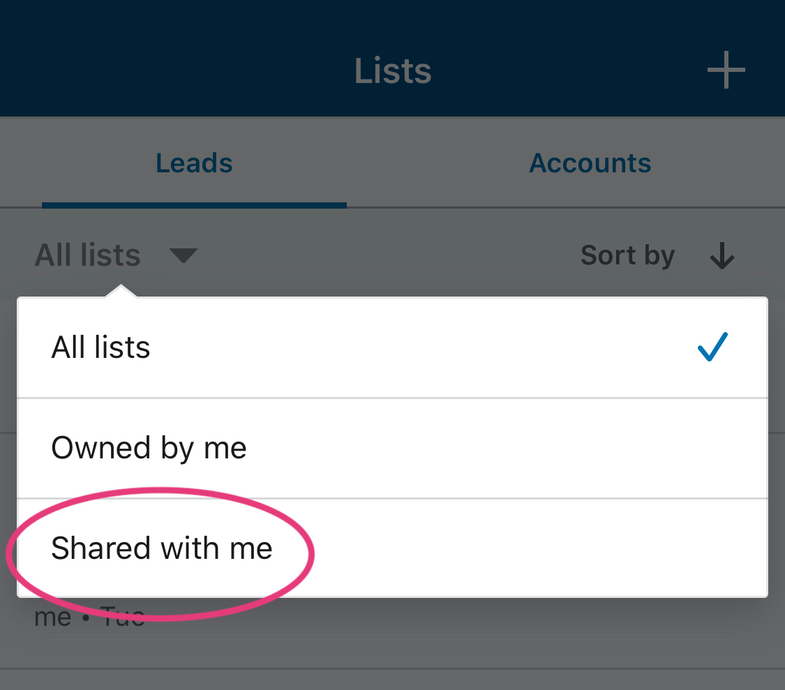 View shared lists - app