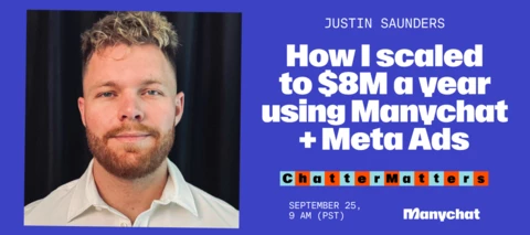 [Replay coming soon📹] Learn how Justin scaled to $8M a year using Manychat & Share what's your next step 👀