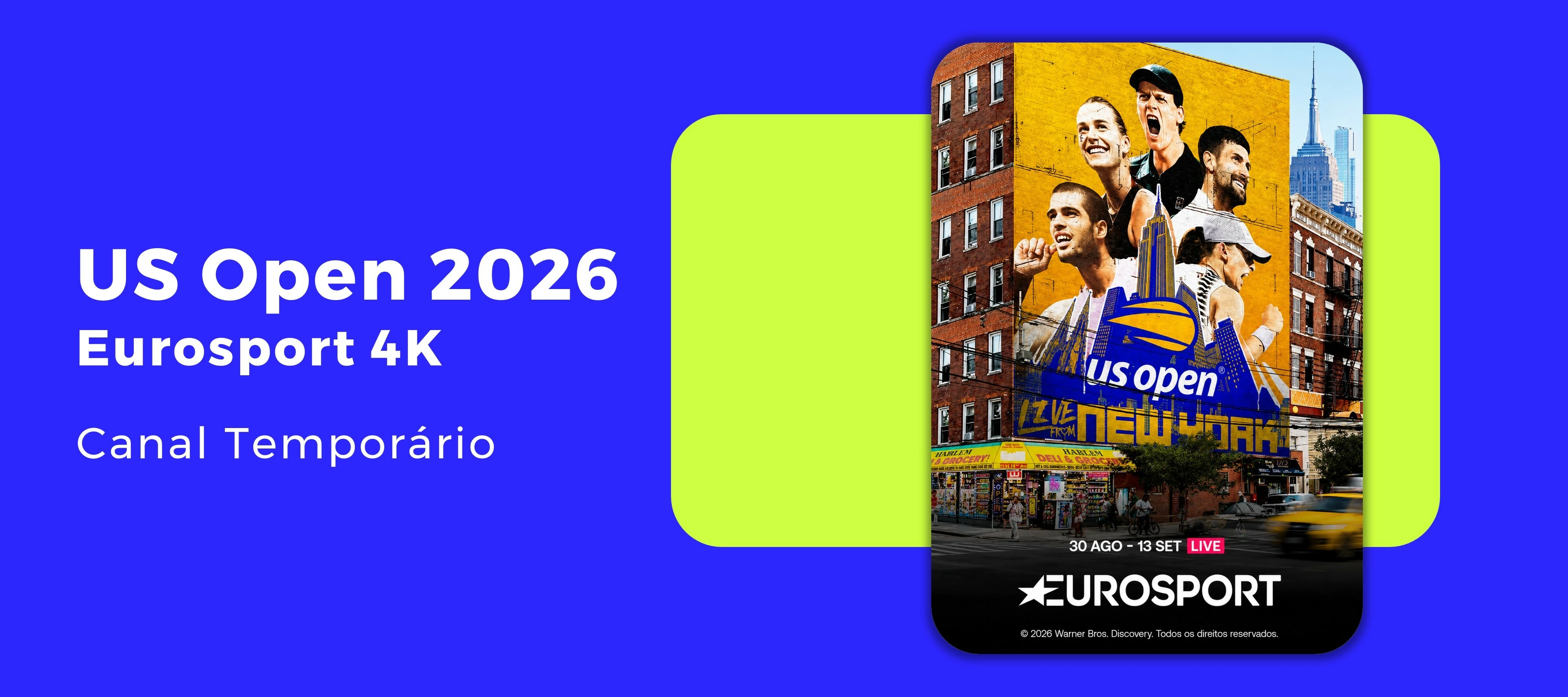 US Open 2026 em 4K | Veja os melhores jogos de ténis em alta definição