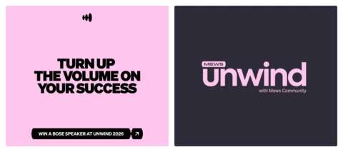 Turn up the volume on your Mews success to win at Unwind 2026 🔊
