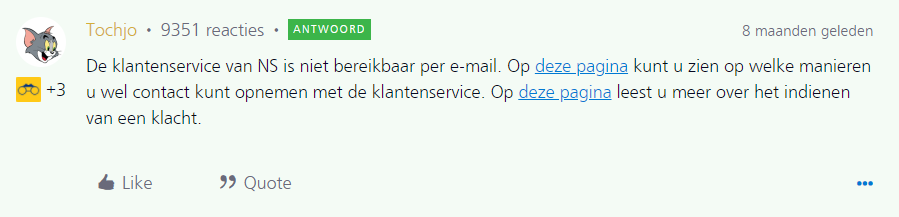 Hoogte Opsommen domein emailadres NS klantenservice | NS Community