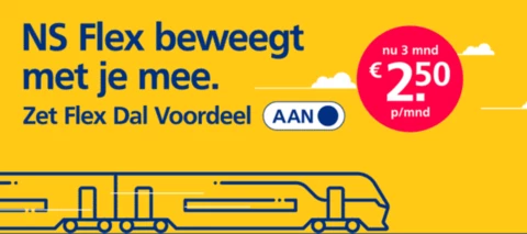 Actie: NS Flex Dal Voordeel 3 maanden voor  € 2,50