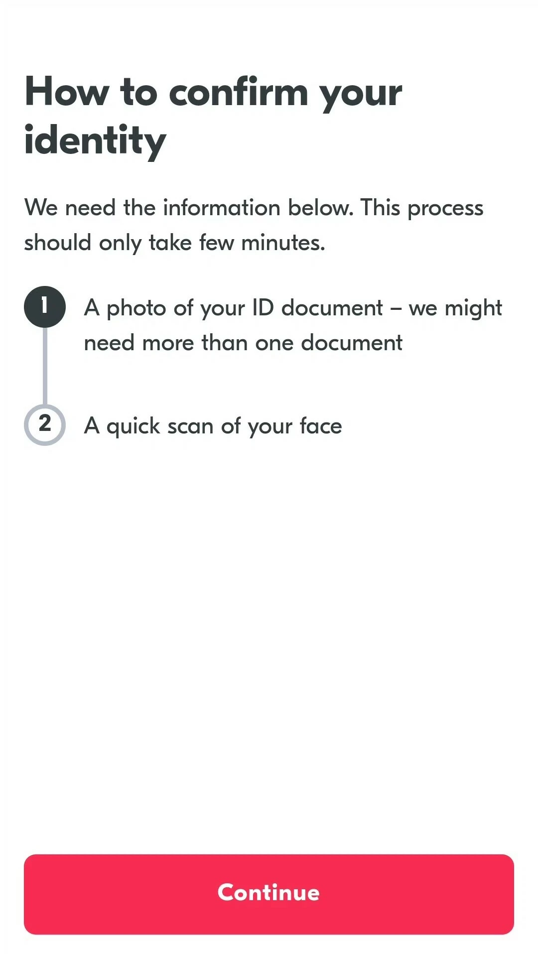 A screenshot of the Yoti candidate journey from a mobile phone.