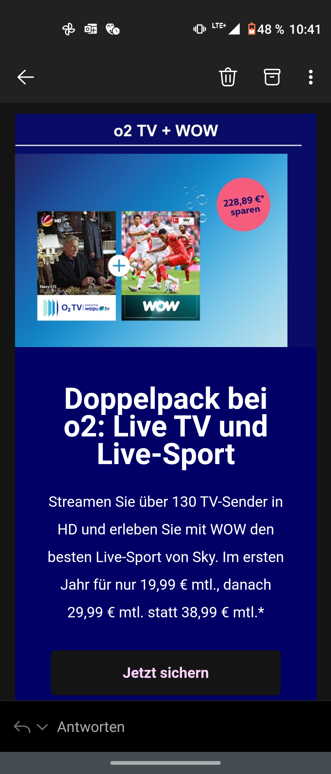 Angebot Bundle o2 TV L + WOW Live-Sport O₂ Community