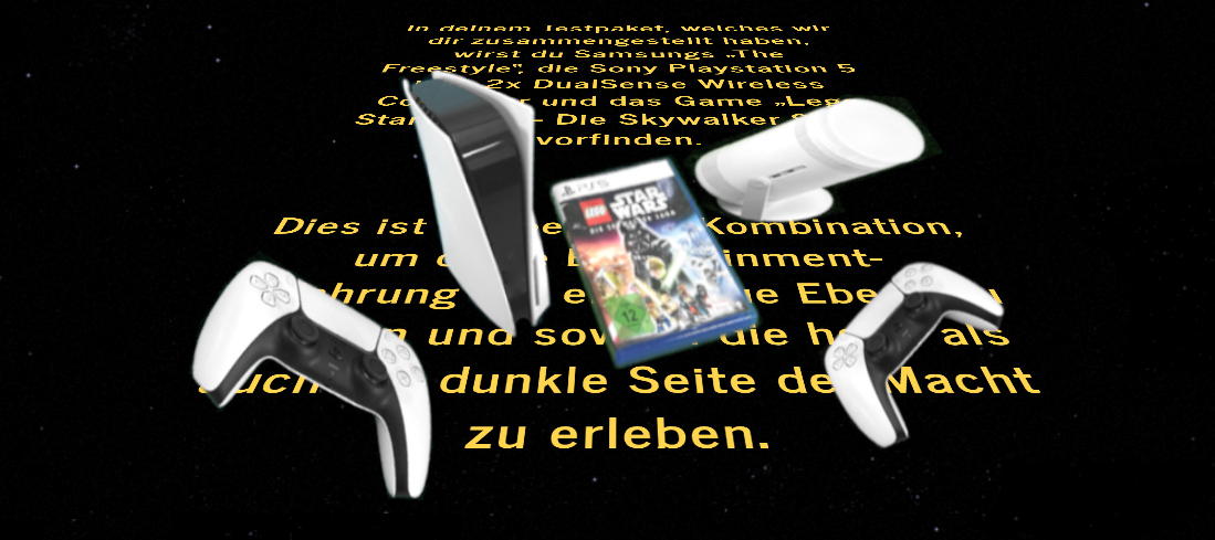 Samsung The Freestyle & Sony Playstation 5 + LEGO Star Wars - Das Entertainment-Bundle zum testen