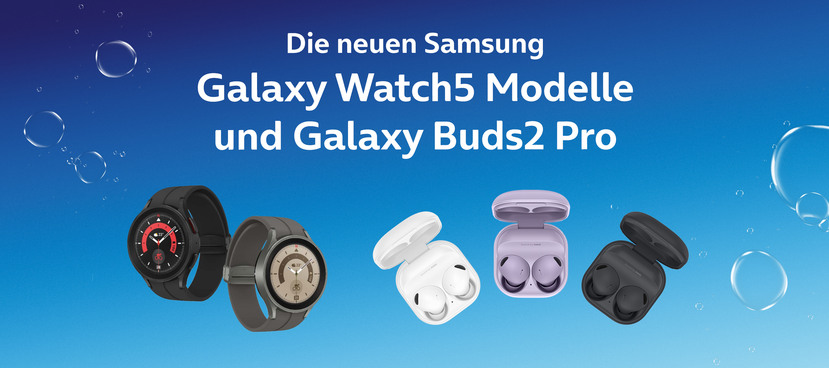 Die neuen Samsung Galaxy Watch5 Modelle und Galaxy Buds2 Pro bei O₂