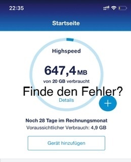 Verbrauch Datenvolumen wird falsch und unterschiedlich ...