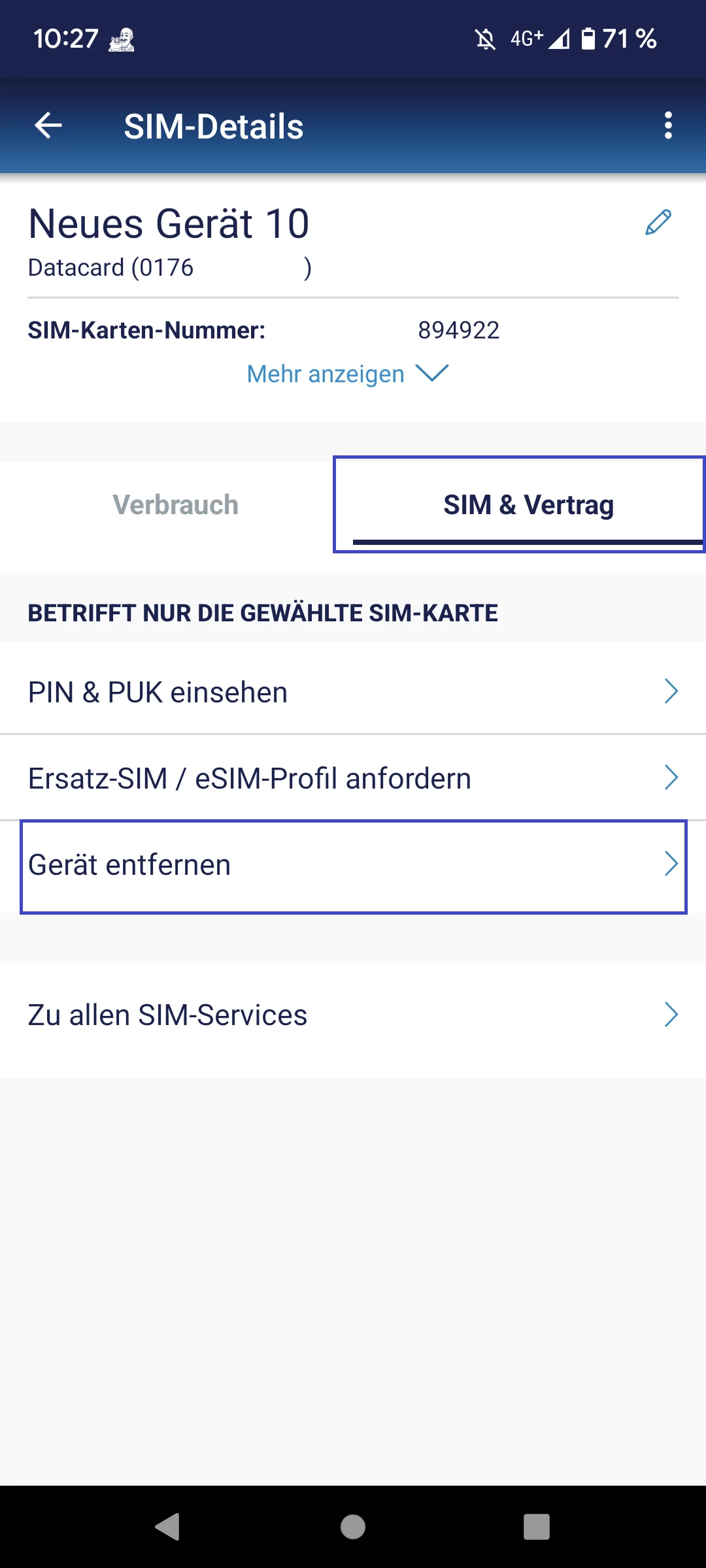 Daten SIM wird bei \