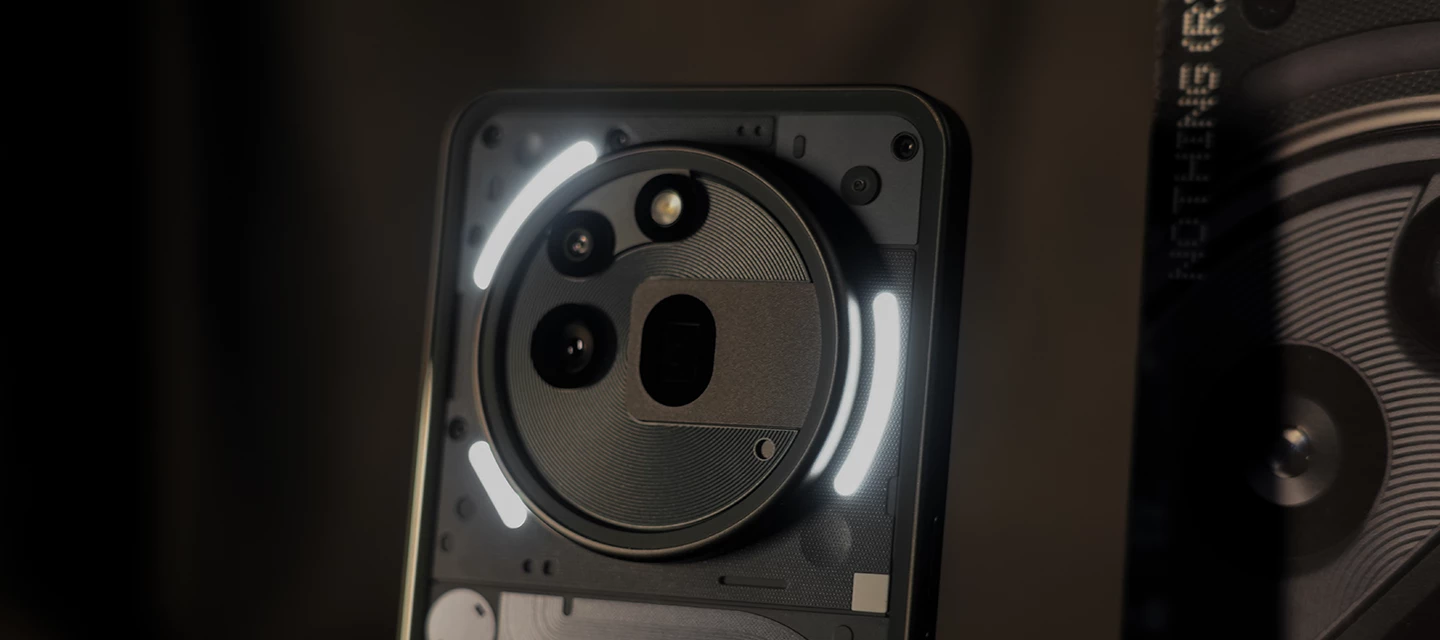 Nothing Phone 3a Pro close up with glyphs on