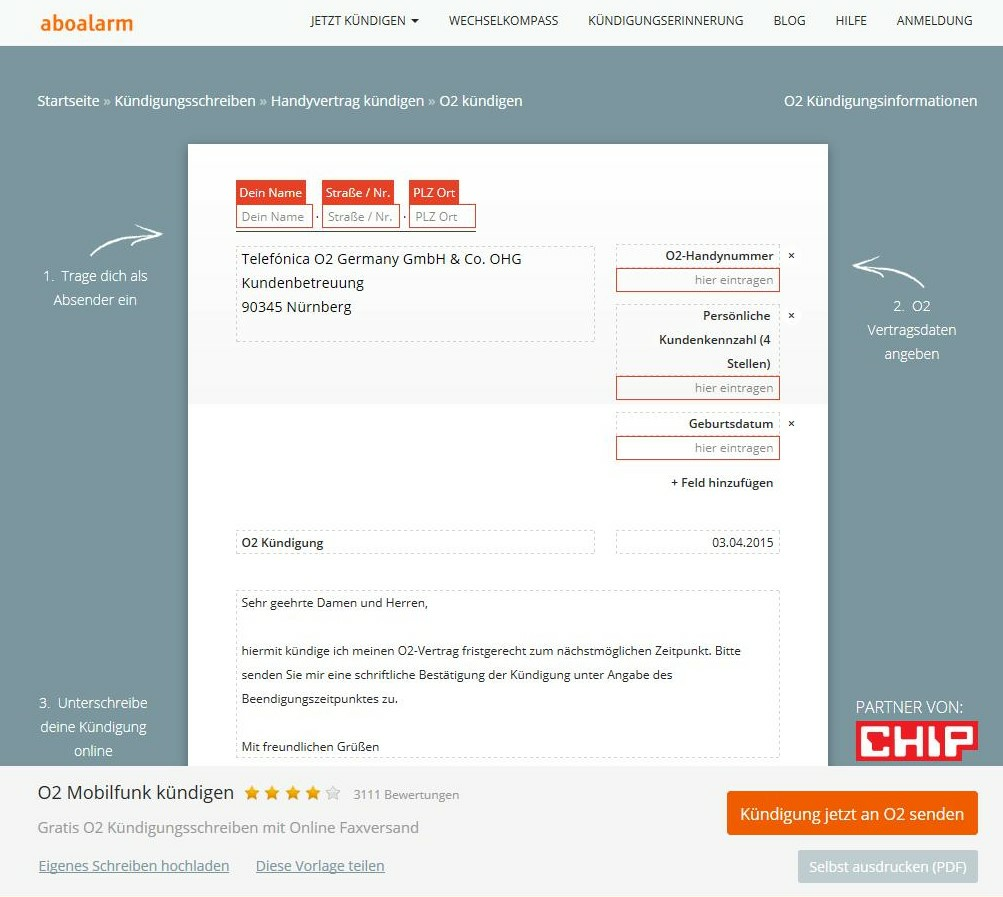 kündigung online dating site aboalarm.de