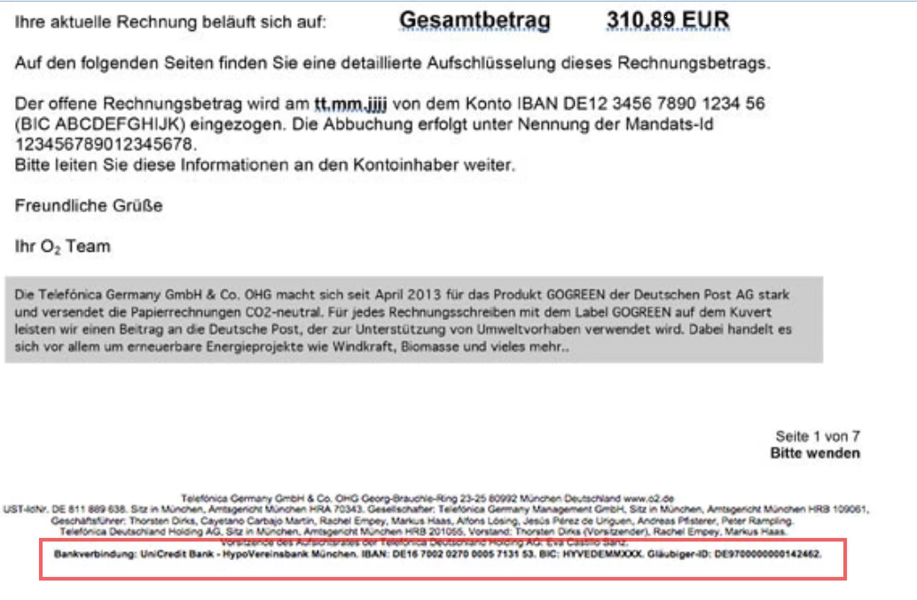 Ich würde gerne eine offene Rechnung durch Überweisung begleiten. Welche sind die entsprechenden ...