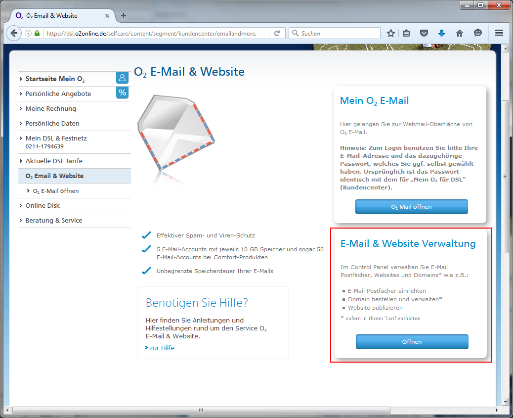 Anmeldung An "E-Mail & Website Verwaltung" | O₂ Community