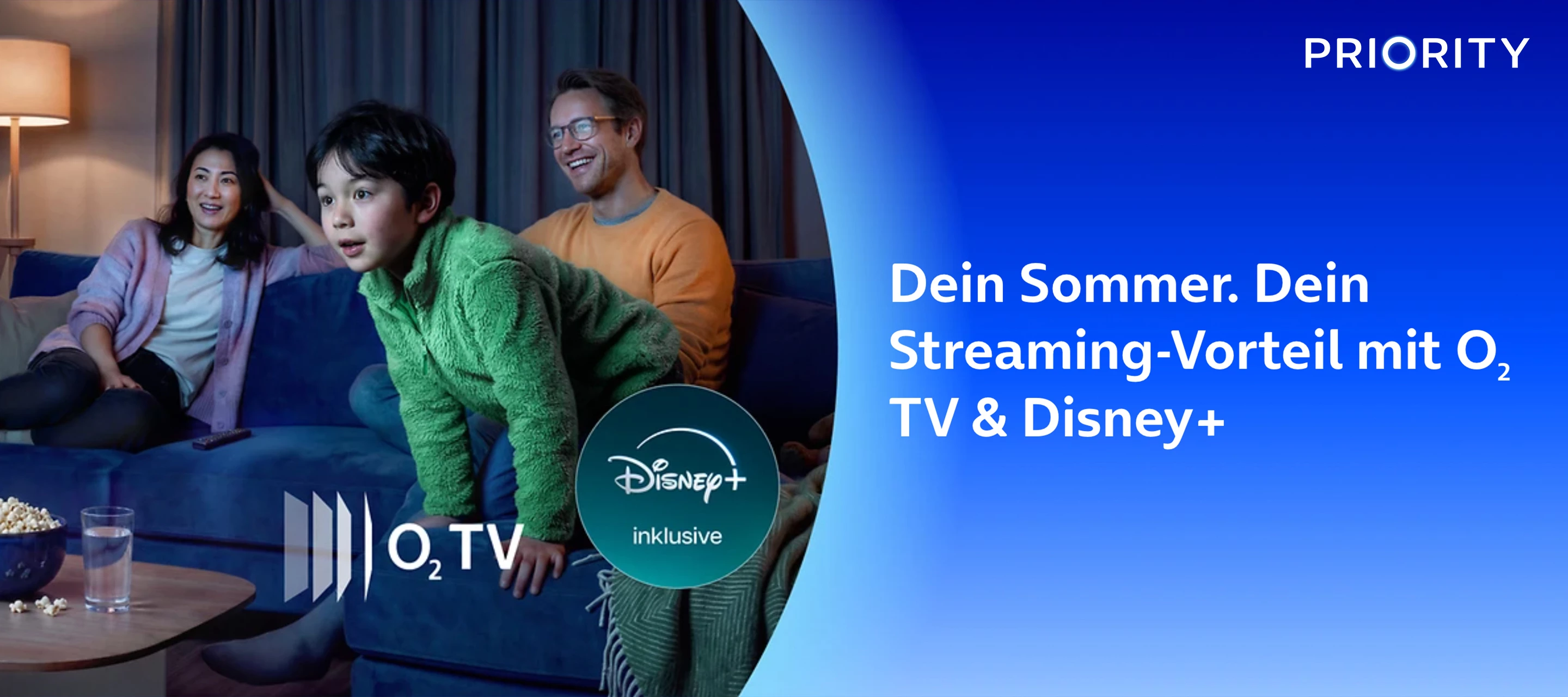 Jetzt Priority Streaming-Vorteil mit O₂ TV & Disney+ sichern