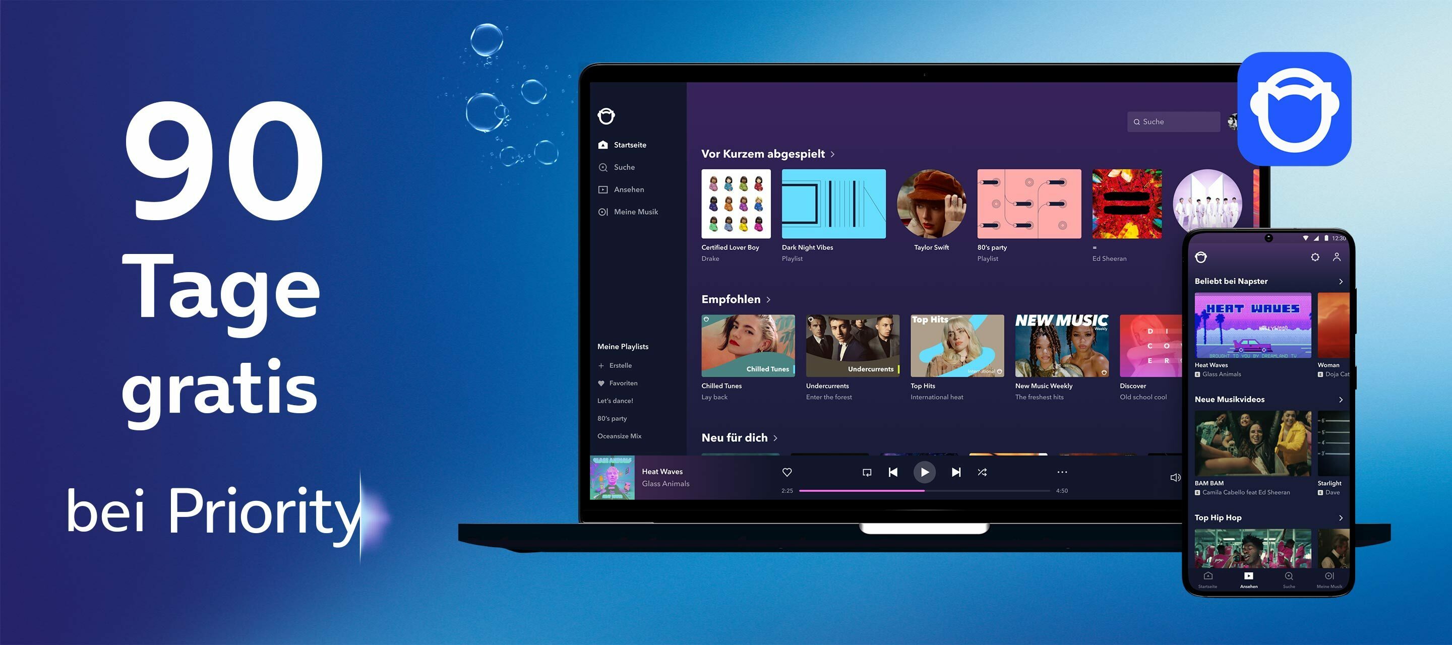 Napster 90 Tage kostenfrei bei Priority