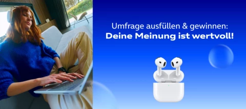 Sag' uns deine Meinung und gewinne mit etwas Glück die neuen Apple Airpods 4