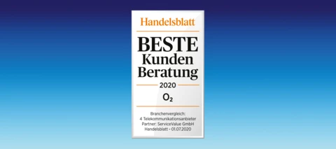 O₂ im Handelsblatt-Ranking auf Platz 1 in der Kategorie "Beste Kundenberatung"