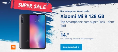 o2 Super Sale: XIAOMI Mi 9 für 349 statt 493 EUR & das XIAOMI Mi 9 SE für 299 statt 397 EUR