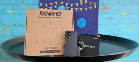Super Silvester Bundle: Samsung Galaxy S21 Ultra, Samsung Gear Sport Smartwatch, Renpho Smart Scale