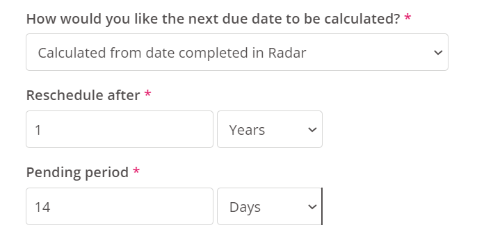 Calculated from date completed in Radar.