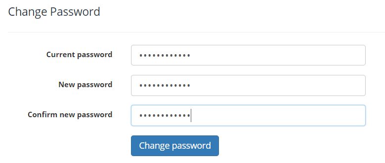 Change Password options under Account Settings.