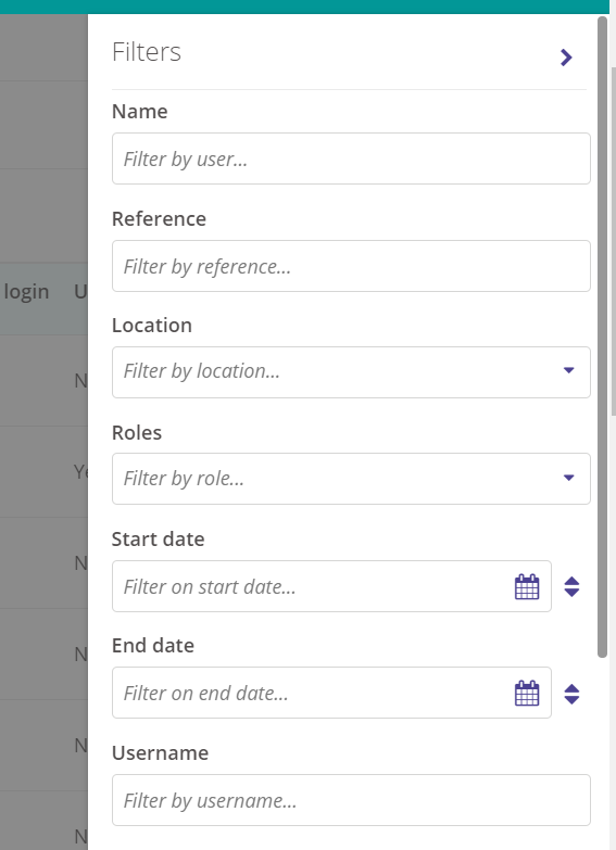 Filter panel