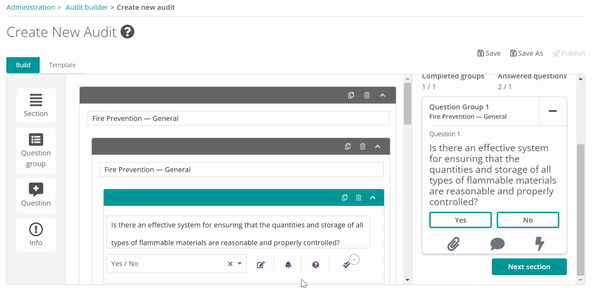 A user editing the response options for a question.