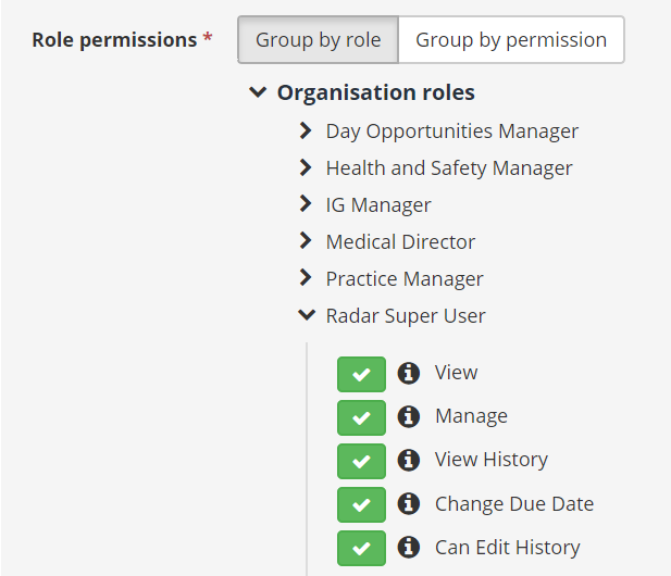 View organisational roles.