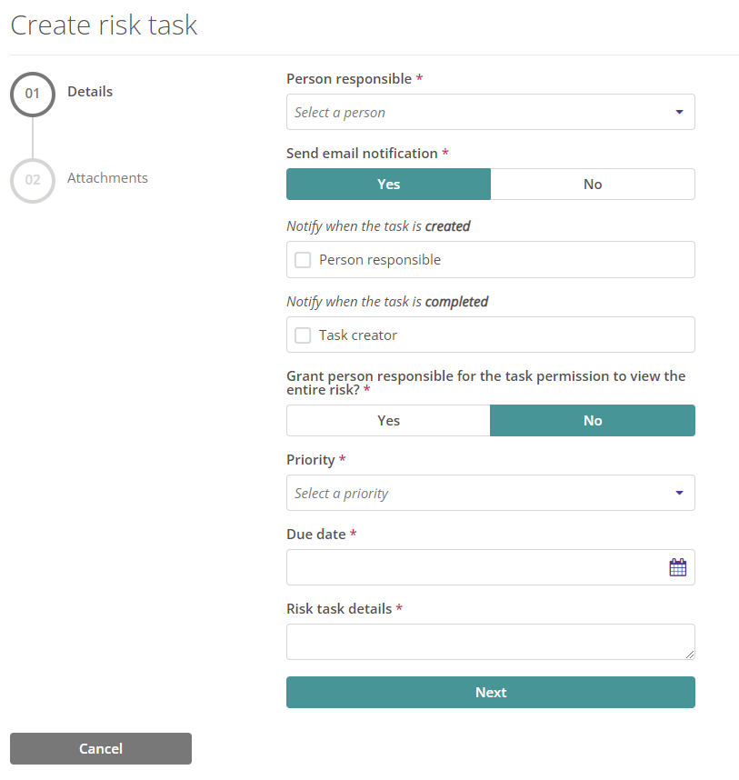 Creating a Risk Task