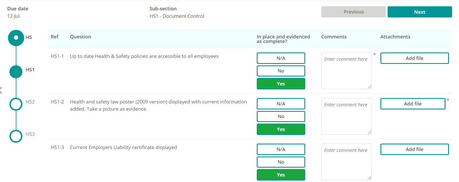 Answer audit questions.