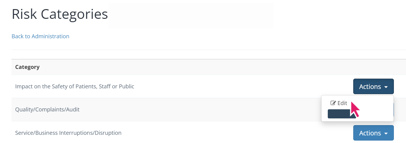 Editing a Risk Category.
