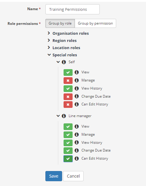 Group by role.