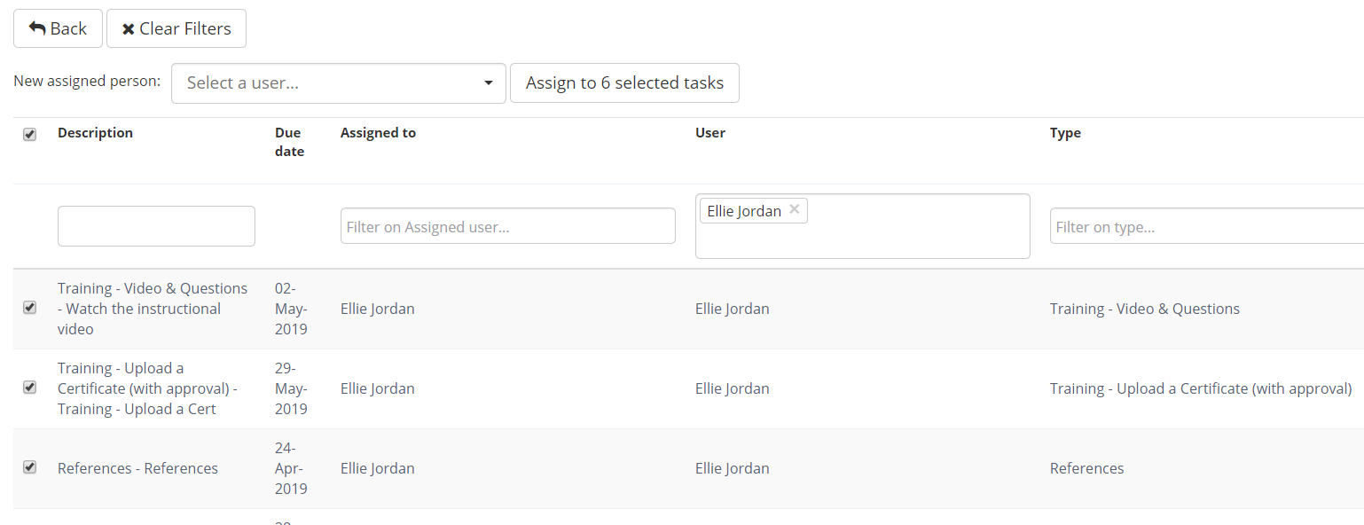 Selecting user compliance.