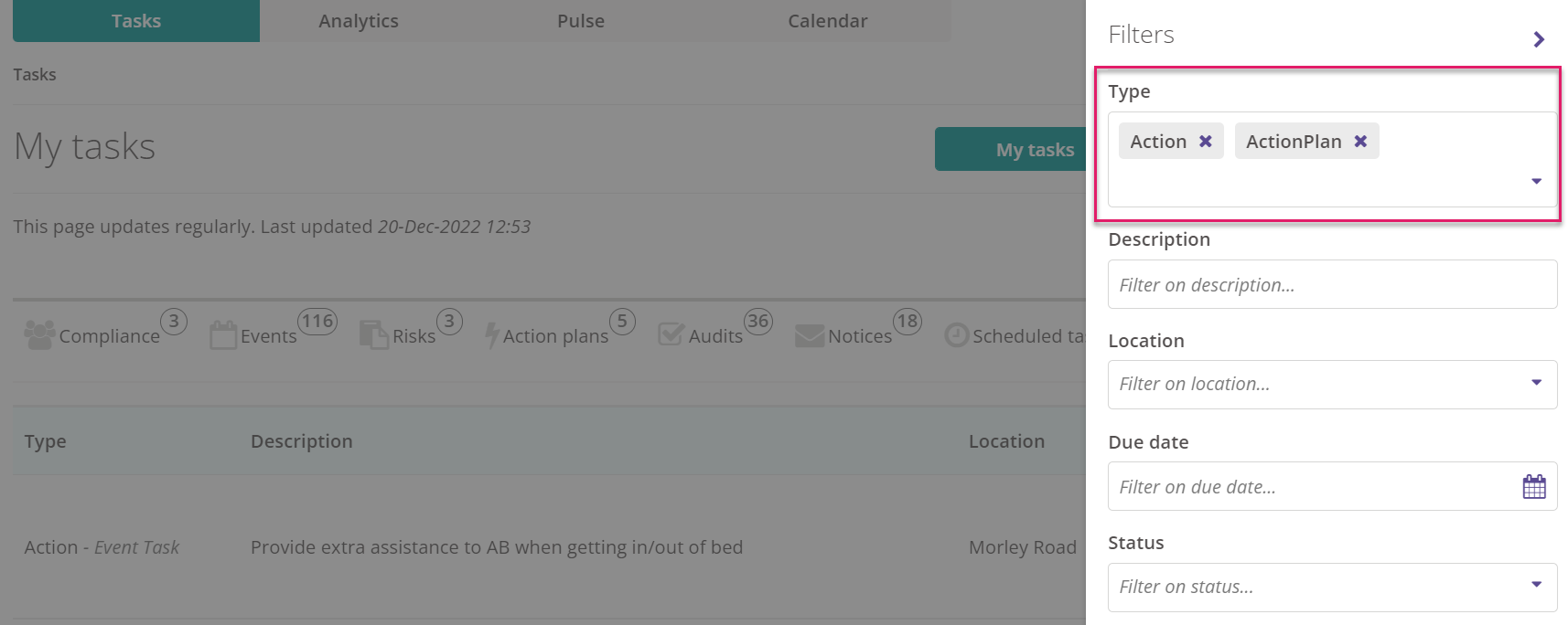 ​Filtering on Actions