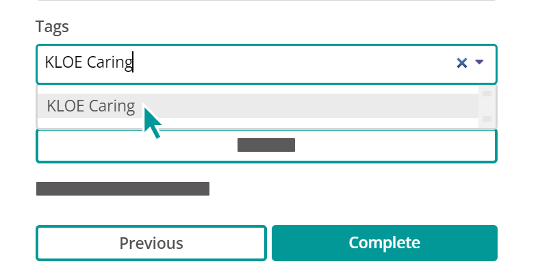 An image showing a user typing in the name of a new tag and selecting it as it appears underneath