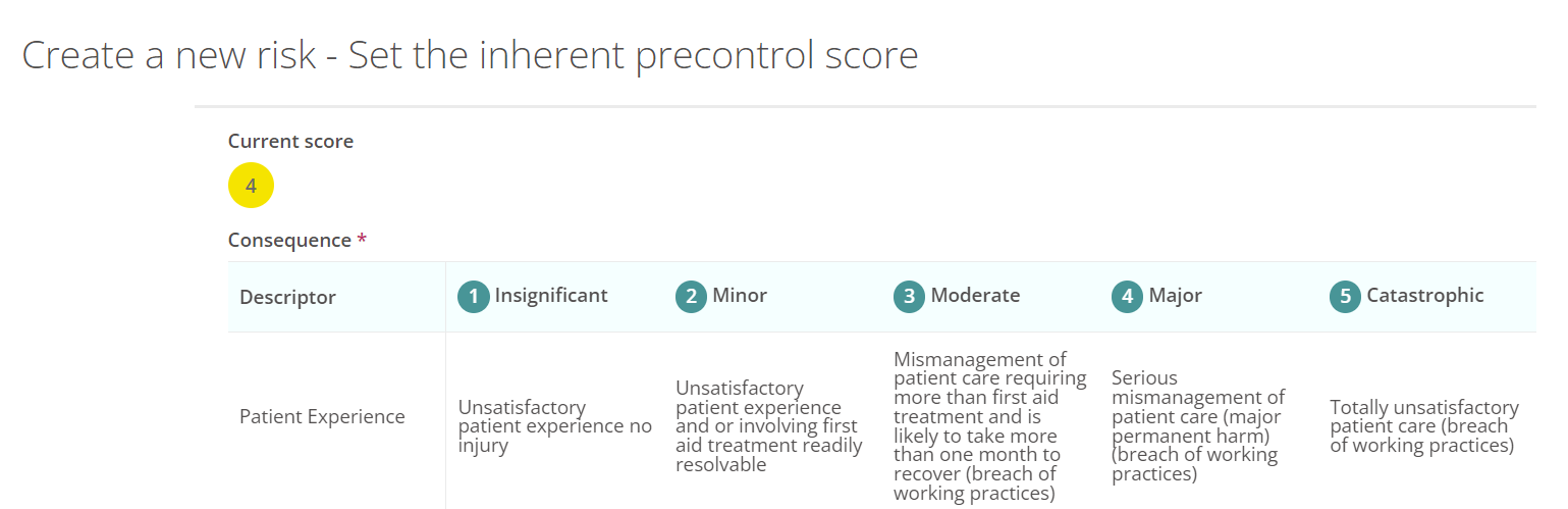 Inherent Risk Score Matrix