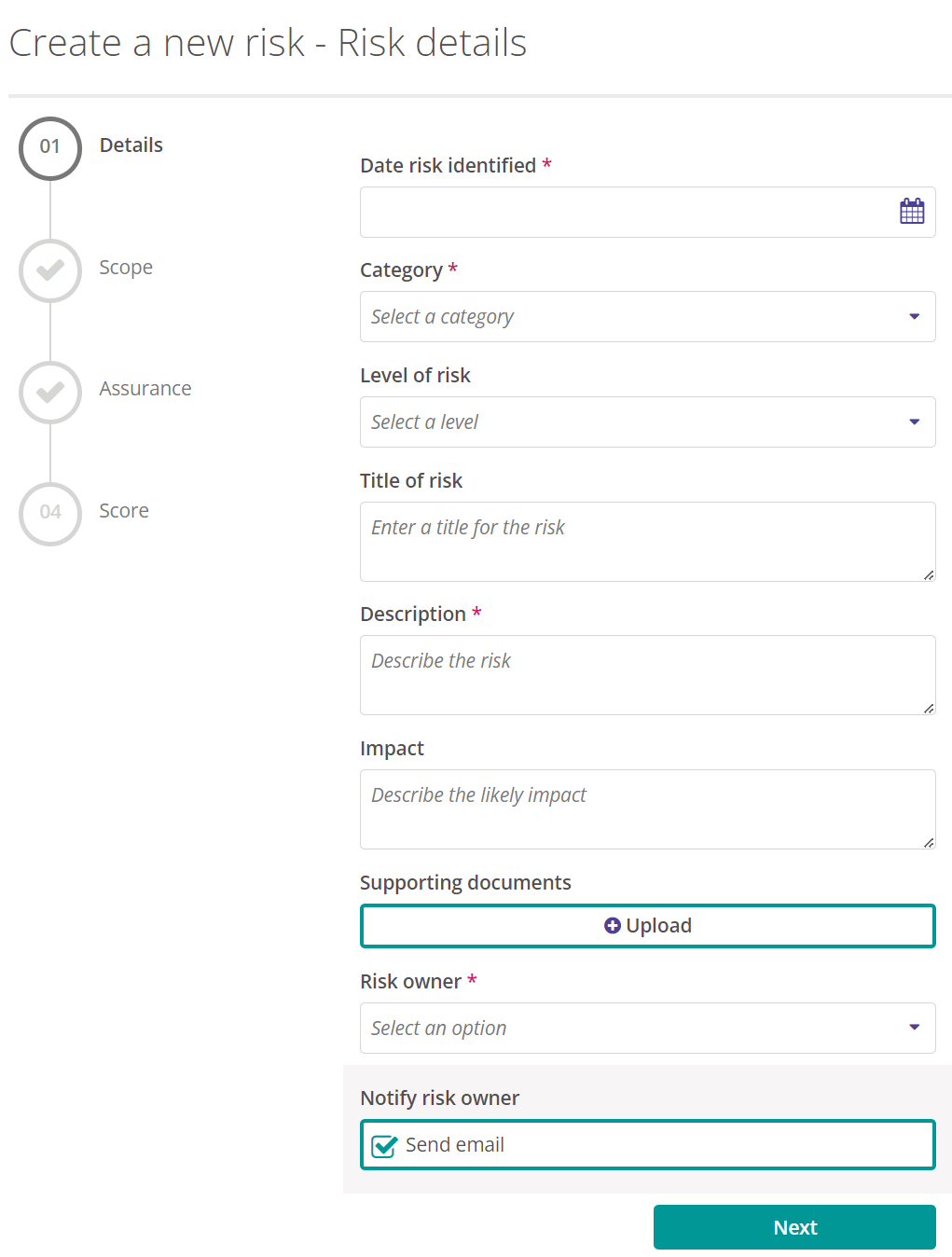 Risk Details Page