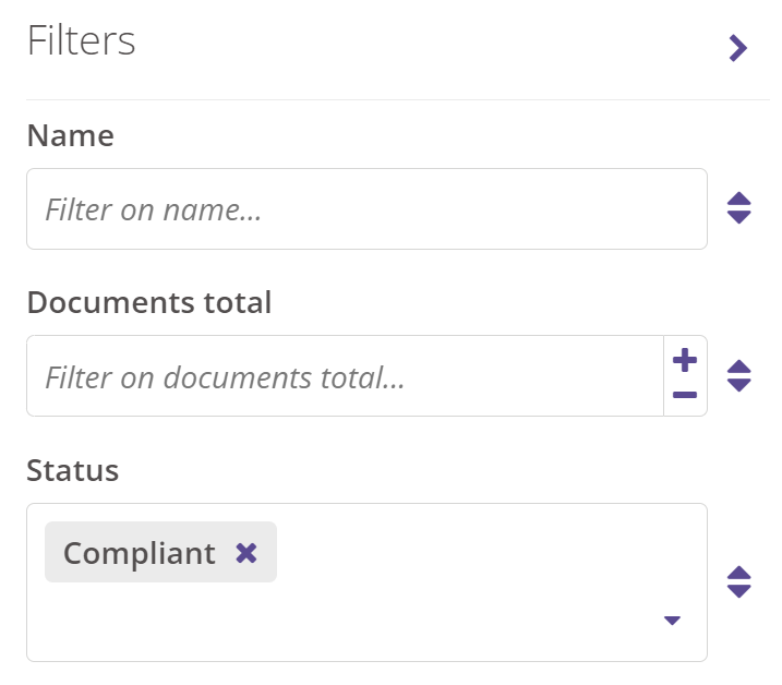 Filtering on compliant documents