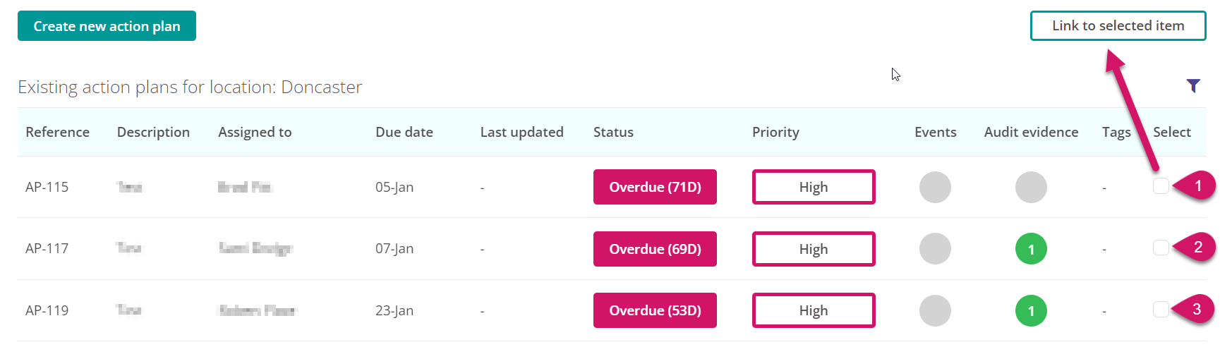 Selecting existing actions