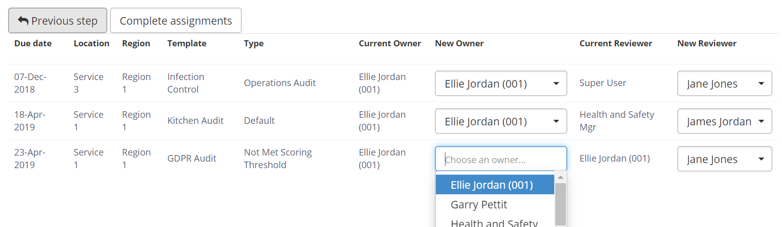 Reassigning Audits