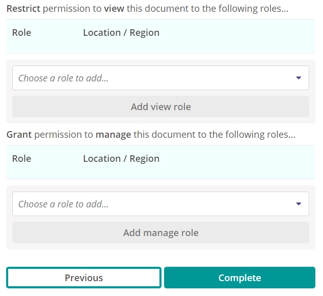 Document permissions.