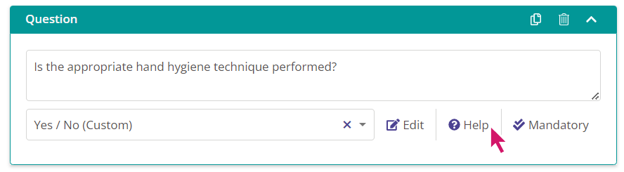 Help option on a question