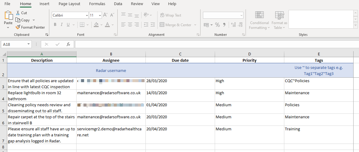 An example spreadsheet.