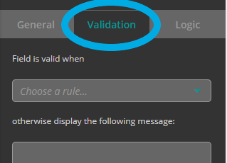 Validation tab.
