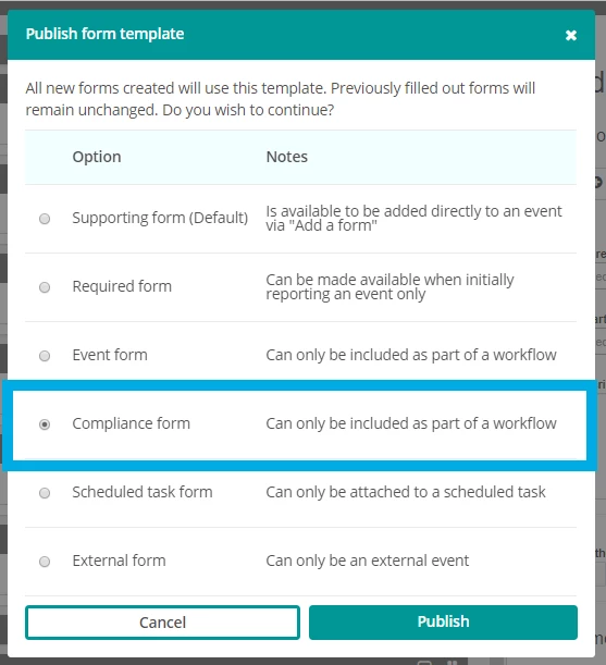 Compliance event type.