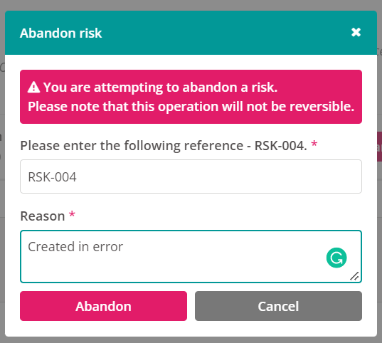 Abandoning a Risk.