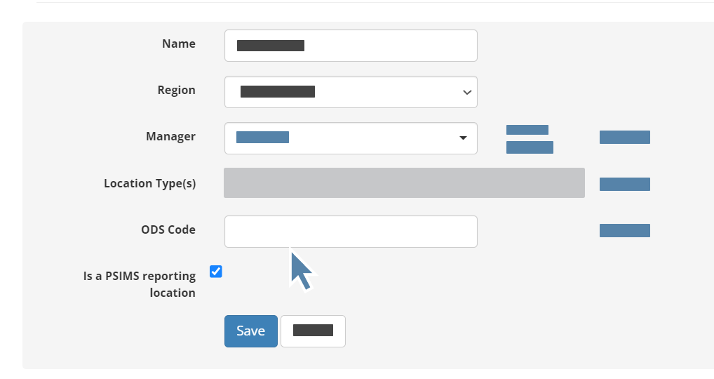 PSIMS options when editing a location